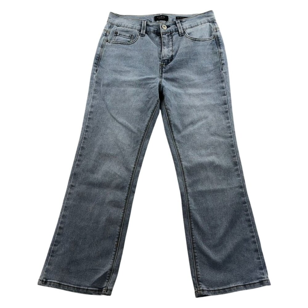 Curve Appeal Womens Jeans 4/27 High Rise Kick Flare Ankle Blue Light Denim